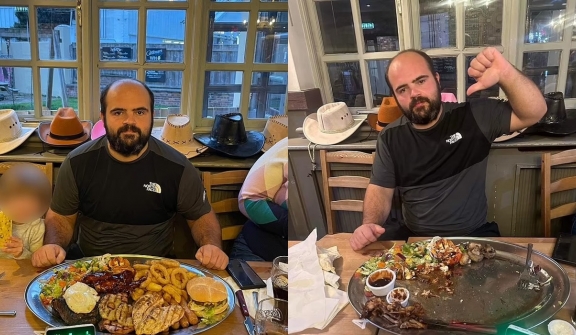 Man mocks 4,500-calorie mixed grill in restaurant challenge, fails for not eating salad