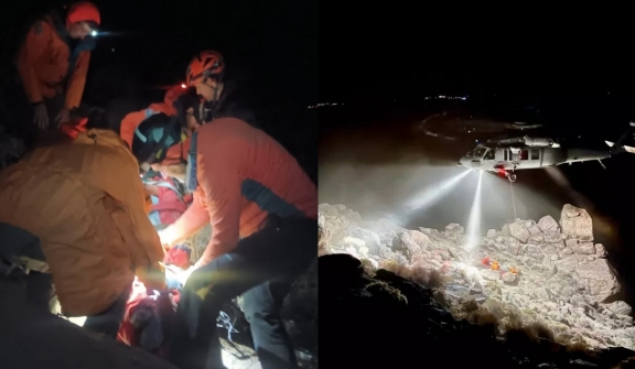 Man was saved after being trapped under five-ton boulder for seven hours