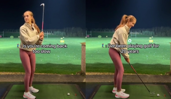 Professional female golfer stunned after receiving advice from stranger on how to swing