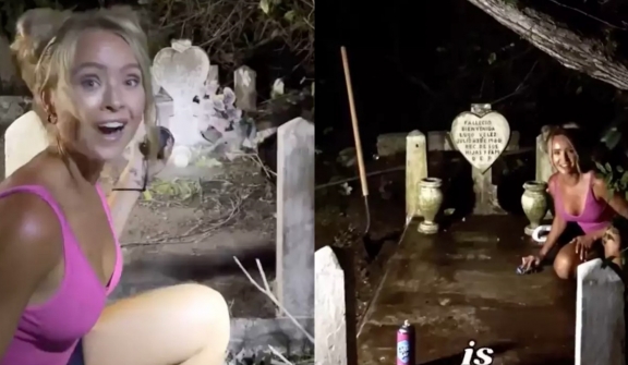 Woman sparks debate after deciding to clean random stranger's gravestone at midnight