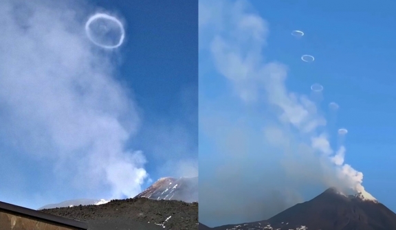 Mount Etna captivates tourists after blowing  ‘smoke rings’ into sky in ultra-rare phenomenon