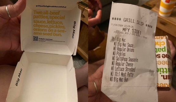 Uber East customer gets furious after receiving empty burger box from McDonald's