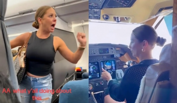 'Crazy plane lady' seen coming back on a flight after 'not real' incident one year ago