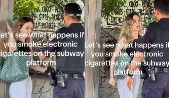 Woman slaps police after being accused of faring evasion and vaping at subway stop