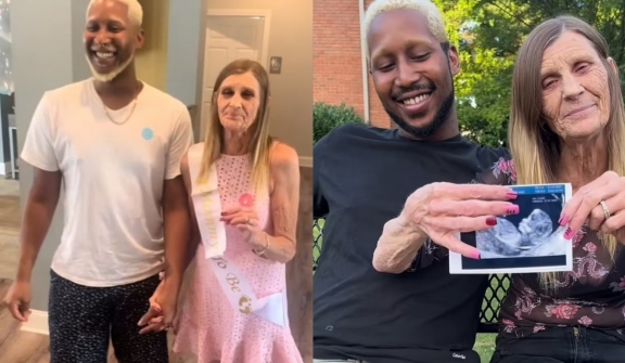 63-year-old grandma and her 37-year-old husband hold gender reveal party for their first upcoming baby