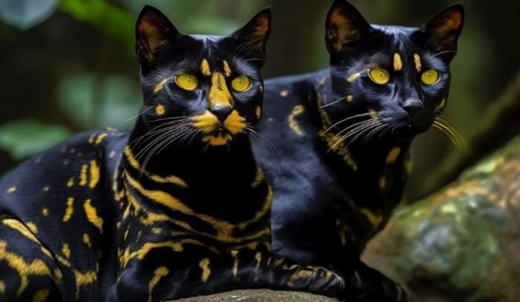 A new cat species with a strange black and gold pattern has been discovered
