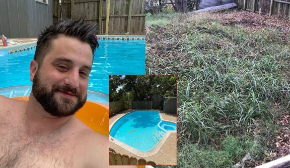 Man who bought old house at a cheap price suddenly discovered a giant HIDDEN swimming pool in garden 