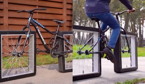 A bicycle with square wheels actually works, thanks to a youTube inventor