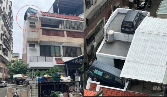 Man parks vans on roof of apartment building to avoid parking fines