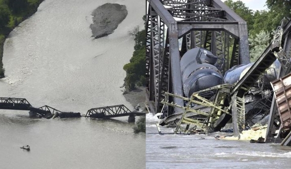Bridge collapse, the chemical train carrying contaminants into Yellowstone River