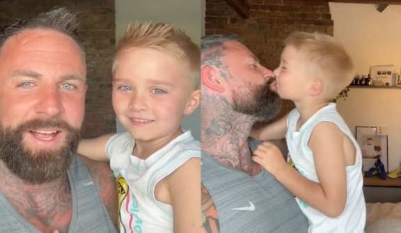 Father kisses his son, 5, on the lips, haters say he is not 'manly'