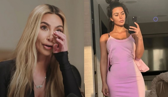 Kim Kardashian is 'freaking out' after spotting a spooky figure in her selfie while alone at home