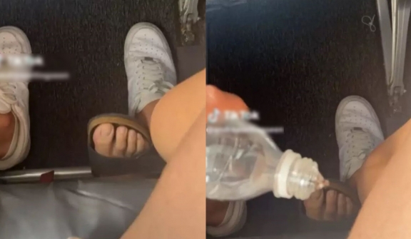 Man takes revenge on fellow passenger pokes feet under his seat during flight