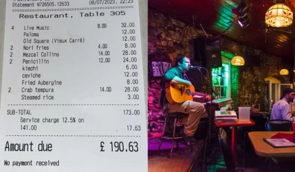 Customers left furious after being charged for 'live music' dine at a bar