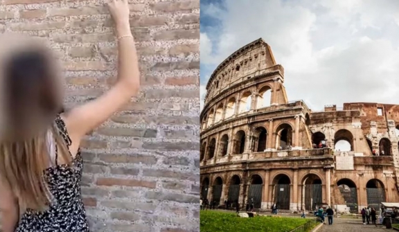 Teenage girl caught 'carving her initial into Colosseum wall'