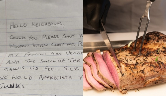 'Upset' vegan family sends letter to neighbor to close his windows when he cooks meat hit with backlash