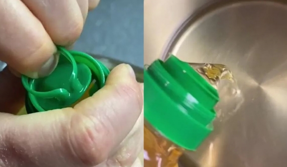 Tiktoker shares what the plastic pull tab on an oil bottle lid is for 