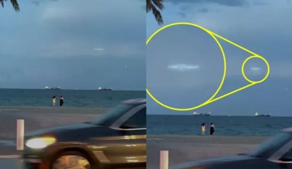 Holidaymaker was stunned after taking incredible footage of 'UFO soaring through a thunderstorm at 2,000mph'