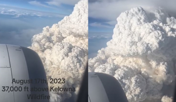 VIDEO: Plane shows what wildfires look like 30,000ft in the air