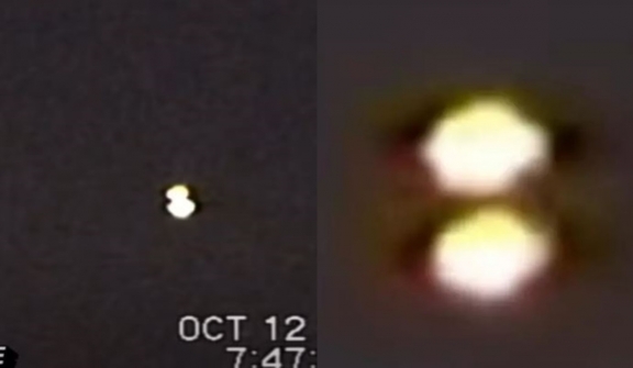 Eerie footage shows UFO 'splits in two' before mysteriously vanishing and then resurfacing 
