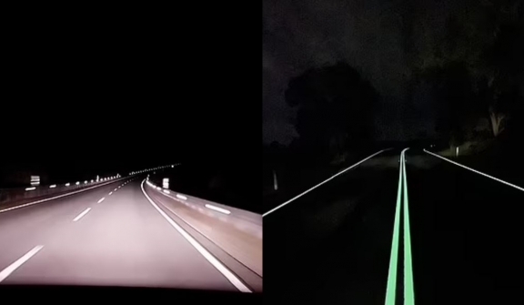 New glow in the dark road feature on road praised for being 'life-saving'