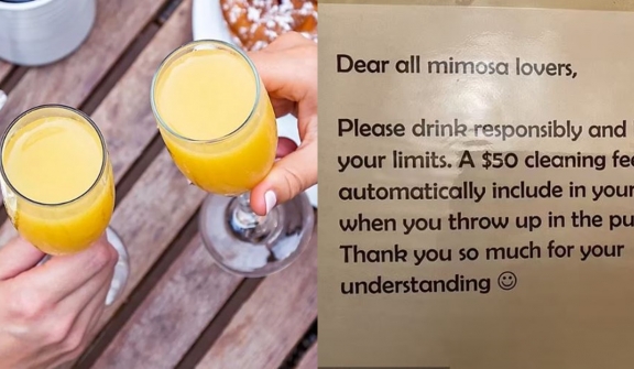 Restaurant charges ‘vomit fee’ for customers who drink too many mimosas