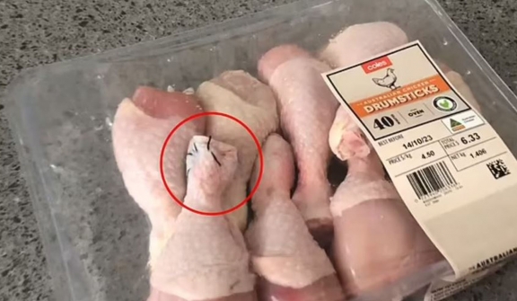 What are these? Customer ridiculed after claiming to find live insects in chicken drumstick