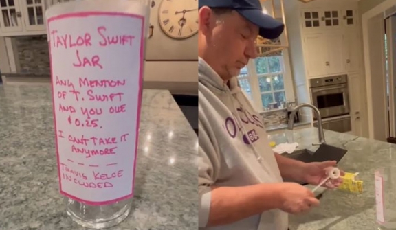 Man creates 'Taylor Swift jar' for his wife to pay fine whenever she mentions star's name 