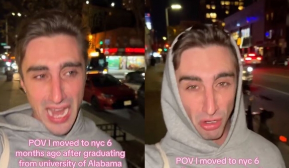 Influencer, with faux tears, mocks travelers  who go to New York and claim it 'isn't like the movies at all'