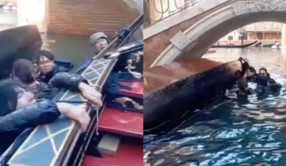 Gondola full of tourists capsizes in water after they refused to stop taking selfies