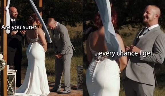 Groom's vows spark debate after telling bride that he promises to 'smack that a** every chance I get'