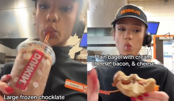 Dunkin' Donuts worker leaves viewers stunned after showing everything she eats 'in a day at work'