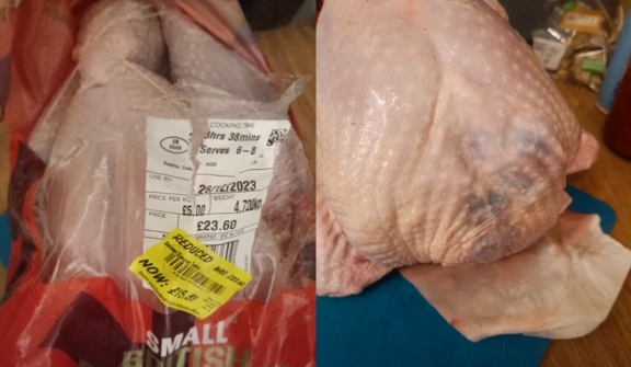 Furious customer after spotting their 'rancid' and 'slimy' superstore turkeys on Christmas Day