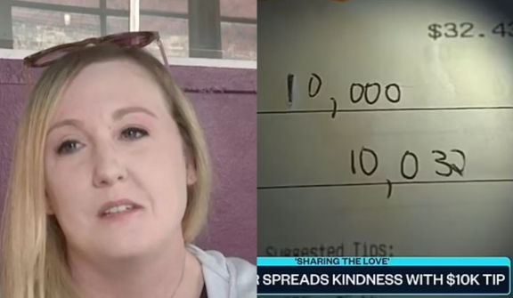 Waitress takes mental health day after being fired for receiving $10,000 tip on $32.43 bill