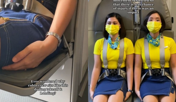 Why cabin crew sit on their hands during takeoff and landing: Flight attendant explained