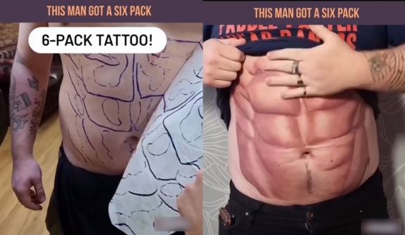 Man gets a six-pack tattoo to achieve body goal without the gym and diet 