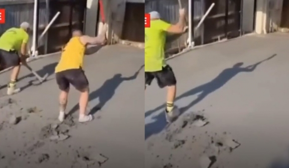 Builders smash up concrete driveway after payment dispute with owner