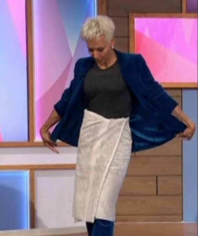 Dame Kelly Holmes ridicules £695 Balenciaga skirt by wearing a fake towel on Loose Women 1