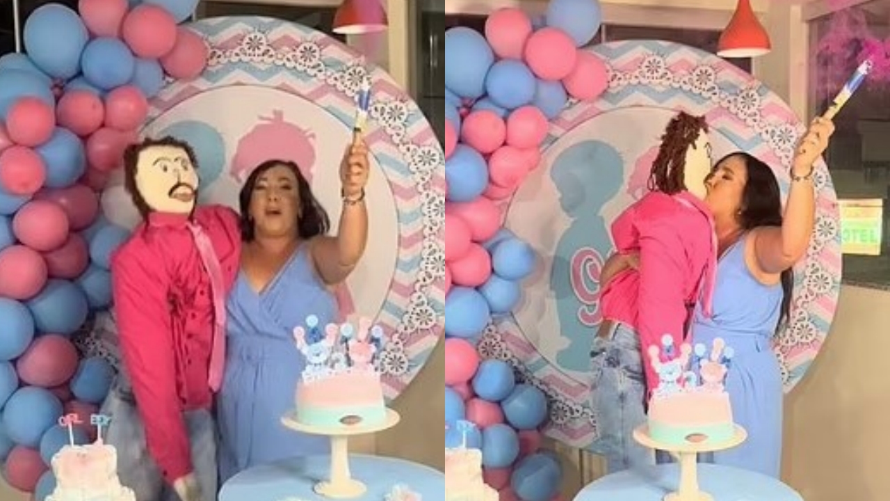 Woman who married a rag doll holds gender reveal party for second rag doll child 1