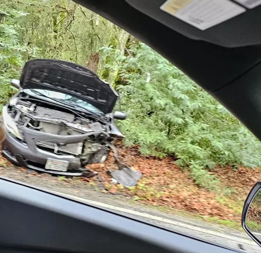 The Corolla was seriously damaged after the accident. Image Credit: boddhya/Reddit