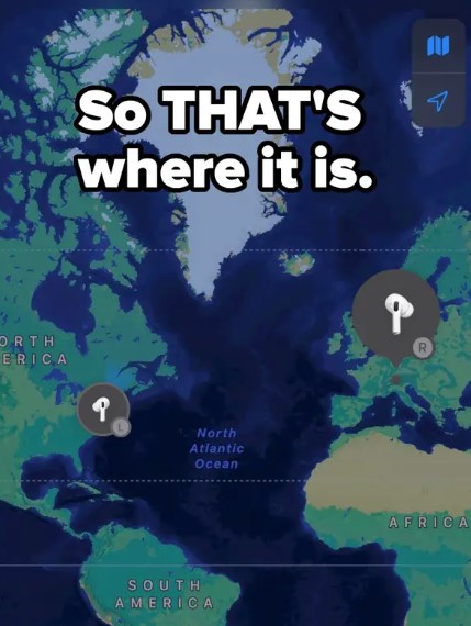 Another funny unfortunate moment was when someone lost their AirPods and discovered they were in two different nations
