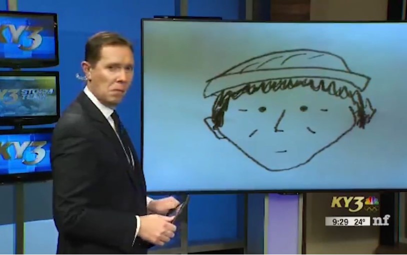 Male news presenter breaks into laughter after seeing police sketch 3
