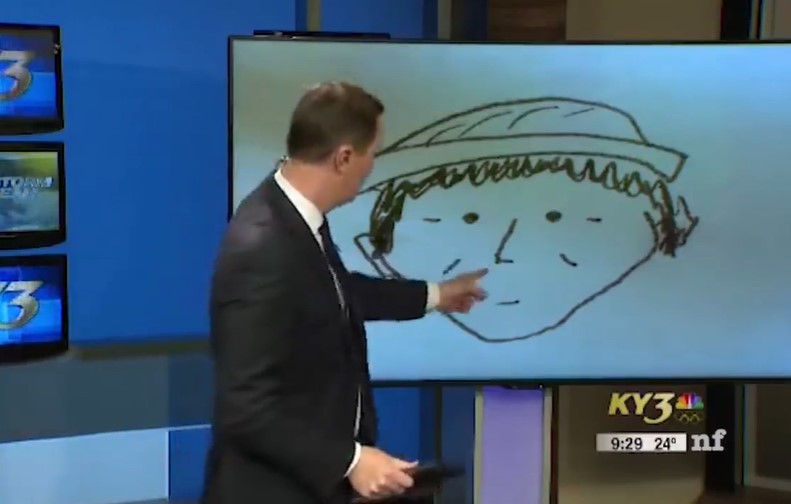 Male news presenter breaks into laughter after seeing police sketch 4