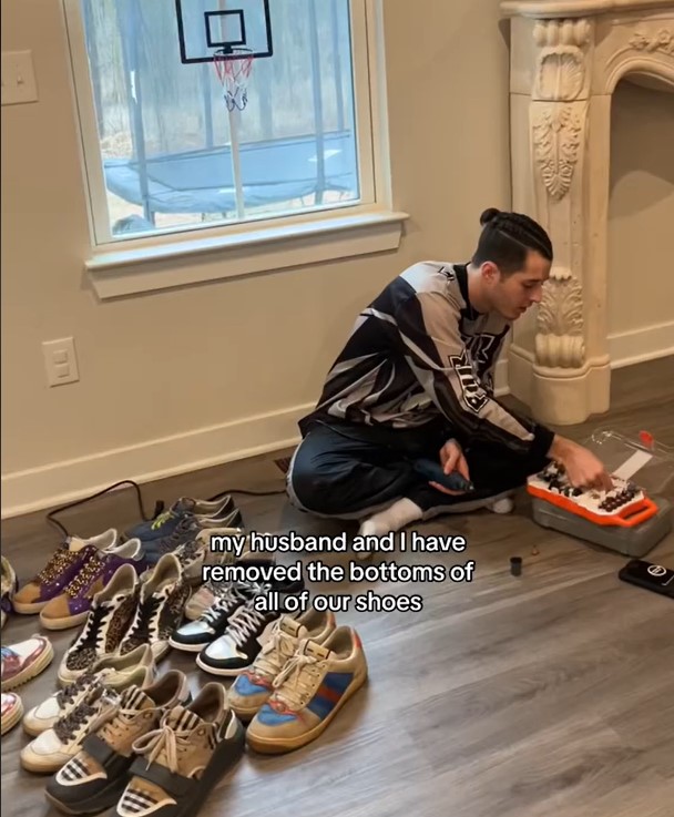 Couple cut out soles of $20,000 collection of shoes to walk barefoot 5