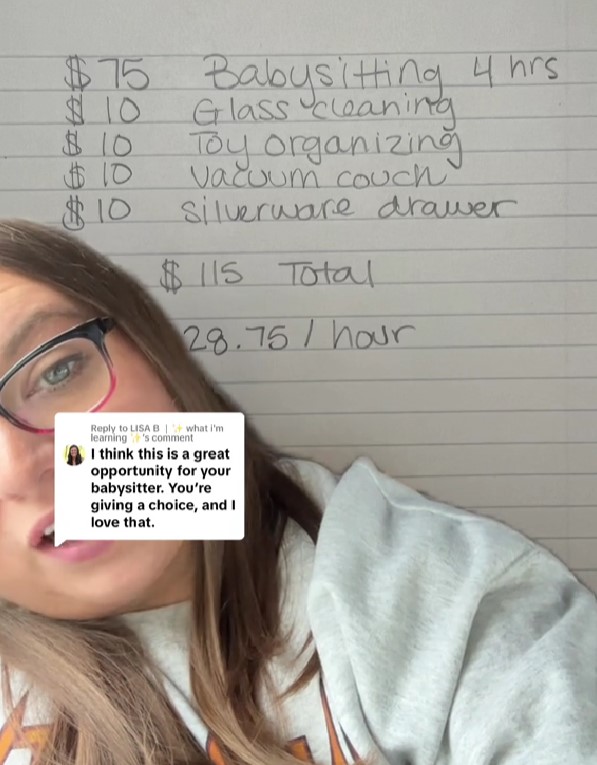 Mother sparks debate after sharing a chore list for 17-year-old babysitter with low payment options 2