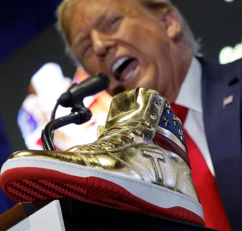 Man successfully bids for signed golden Donald Trump sneakers for $9K 5