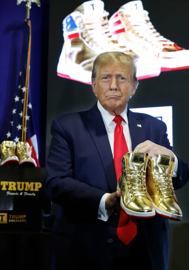 Man successfully bids for signed golden Donald Trump sneakers for $9K 4