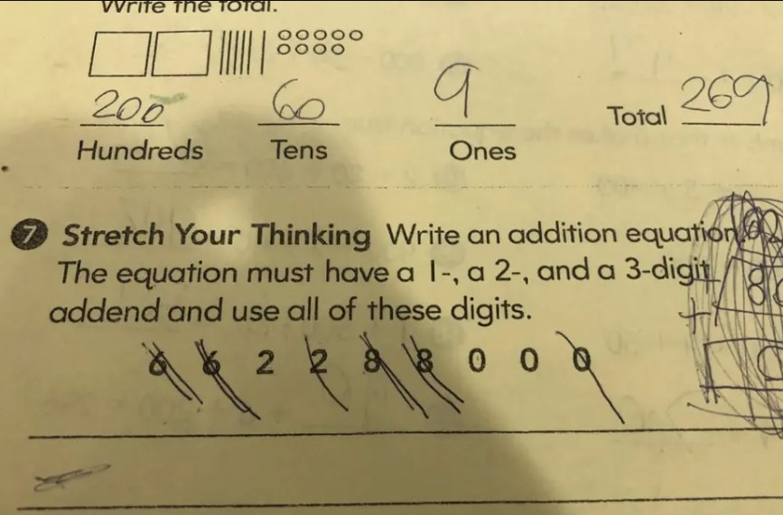 Second-grader's math homework left adult baffled, can you solve these questions? 2