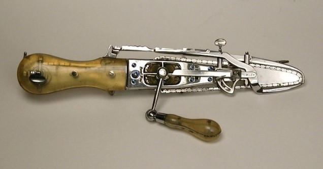 Chainsaws were once used to remove Symphysiotomy by cutting through the cartilage of a woman's pelvis for easier childbirth. Image Credit: Getty