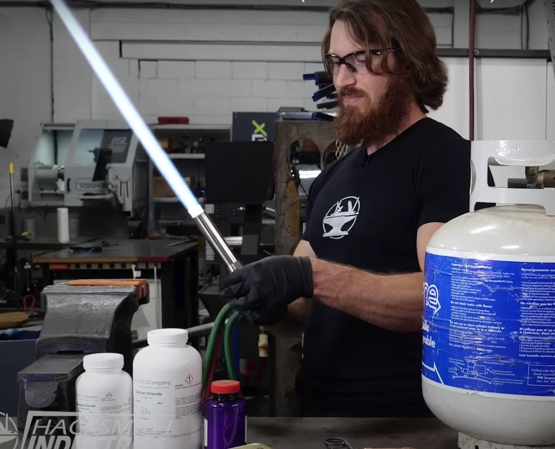 Man left people stunned after showing off 'world's first lightsaber' cutting through metal 1